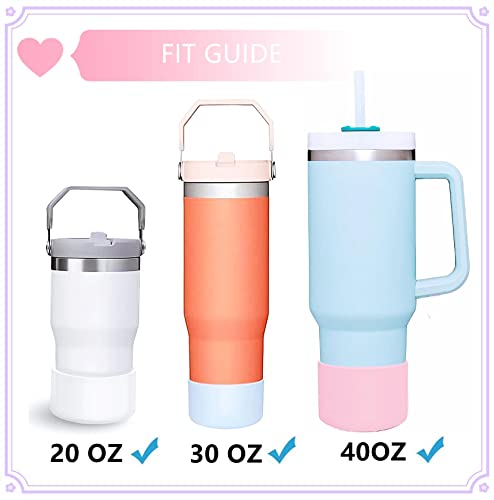 2Pcs Silicone Bumper Boot for Stanley Quencher Adventure 40oz Tumbler with Handle & Stanley IceFlow 20oz 30oz, Protective Water Bottle Bottom Sleeve Cover, Stanley Tumbler Accessories (Clear 2pcs)