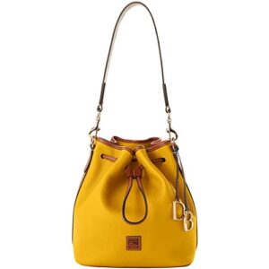 dooney & bourke handbag, pebble grain drawstring - mustard