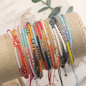 KIYSI 5 Pcs Boho Bohemian Beaded Anklet Bracelets Handmade Beaded Bracelets Unique Colorful Beach Anklet(Lake Blue)