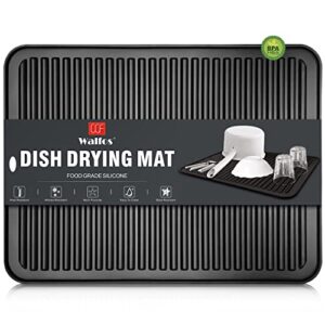 walfos dish drying mat for kitchen counter, heat resistant silicone dish mats, multi-purpose kitchen drying mats for counter top, sink, 16x12 inch