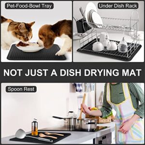 Walfos Dish Drying Mat for Kitchen Counter, Heat Resistant Silicone Dish Mats, Multi-Purpose Kitchen Drying Mats for Counter Top, Sink, 16x12 Inch