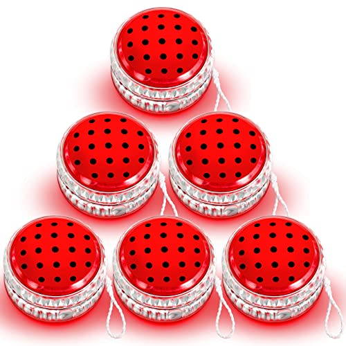 24 Pcs LED Light up Ladybug Yo Yo Bulk for Kids Beginner Level Responsive Balls with String Plastic Bearing Ball for Birthday Party Favors Gifts Classroom Prizes Goodie Bag Fillers