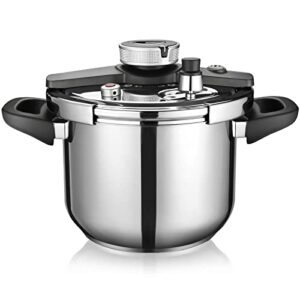 wehome pressure cooker，6.3-quart kitchen pressure cooker，suitable for induction and stove-top，304 stainless steel cookware with easy opening&closing lid，triple safety valve design (6.3-quart)