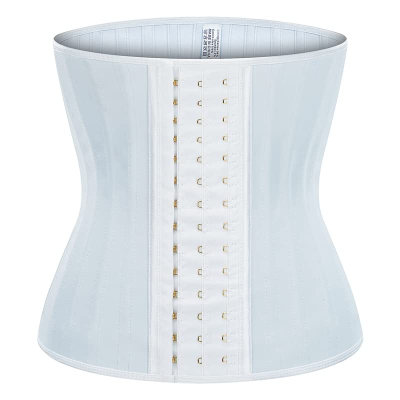 Waist Cinchers,Underbust Latex Sport Girdle,White Waist Trainer For Women,HourglassBody,Corset Belt with Steel Bones Hooks (white, XXX-Large)