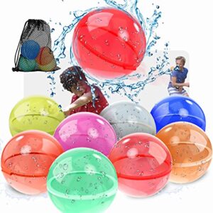 【8-pack】reusable water balloons fast refillable for kids outdoor activities, kids pool beach bath toys, magnetic self-sealing water bomb quick fill for summer games
