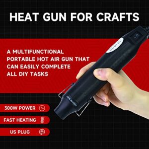 Mini Heat Gun, 300W Portable Heat Gun for Crafts, Fast Heating Handheld Hot Air Gun for DIY, Electronics Repairing, Wrapping, Soldering, Paint Removing and Watercolor Drying(RED)