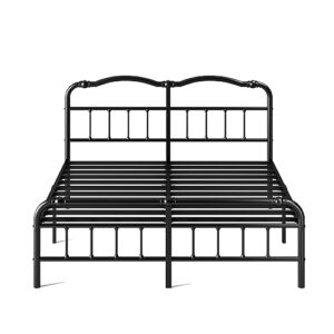 EZBeds King Size Bed Frame with Headboard and Footboard, 14 Inch High, Heavy Duty Bed Frame No Box Spring Needed, Easy Assembly, Noise-Free, Under Bed Storage, Black