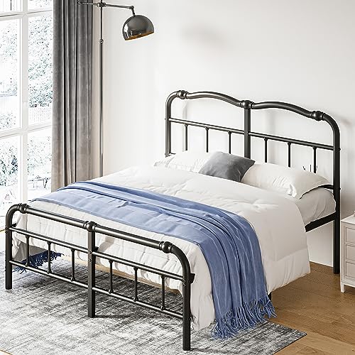 EZBeds King Size Bed Frame with Headboard and Footboard, 14 Inch High, Heavy Duty Bed Frame No Box Spring Needed, Easy Assembly, Noise-Free, Under Bed Storage, Black