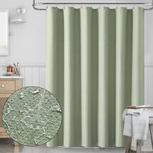 gergella sage green shower curtain - waffle heavy duty fabric shower curtains for bathroom, showers, hotel spa luxury weighted polyester cloth bath curtain set with 12 hooks，72wx72h,green