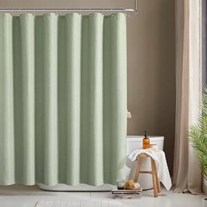 GERGELLA Sage Green Shower Curtain - Waffle Heavy Duty Fabric Shower Curtains for Bathroom, Showers, Hotel Spa Luxury Weighted Polyester Cloth Bath Curtain Set with 12 Hooks，72Wx72H,Green