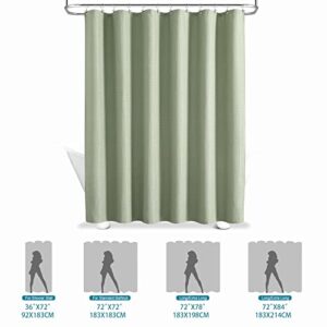 GERGELLA Sage Green Shower Curtain - Waffle Heavy Duty Fabric Shower Curtains for Bathroom, Showers, Hotel Spa Luxury Weighted Polyester Cloth Bath Curtain Set with 12 Hooks，72Wx72H,Green