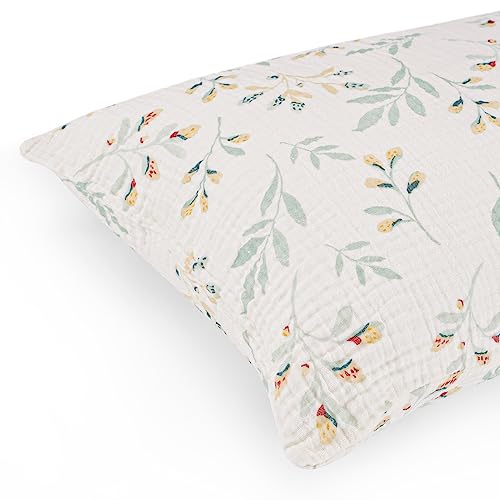 Blissful Diary Toddler Pillow with Muslin Cotton Pillowcase, 13x18 Kids Pillows for Sleeping and Traveling, Crib Pillow, Small Pillow for Kids, Toddler Bed Pillows (Botanical Leaf)