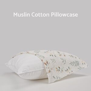 Blissful Diary Toddler Pillow with Muslin Cotton Pillowcase, 13x18 Kids Pillows for Sleeping and Traveling, Crib Pillow, Small Pillow for Kids, Toddler Bed Pillows (Botanical Leaf)