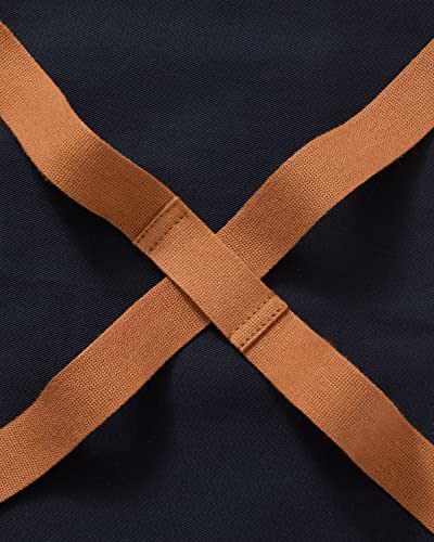 Hedley & Bennett Midnight Blue Crossback Apron - Professional Chef Apron with Pockets and Cross-Back Straps for Cooking & Grilling - Kitchen Aprons for Men & Women - 8oz 100% Cotton Twill Fabric