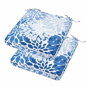 jmkaixin patio chair cushion 19 x 19 inch waterproof outdoor seat cushions for patio furniture garden sofa couch chair pads with adjustable straps, set of 2