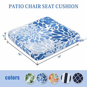 JMKaixin Patio Chair Cushion 19 x 19 Inch Waterproof Outdoor Seat Cushions for Patio Furniture Garden Sofa Couch Chair Pads with Adjustable Straps, Set of 2