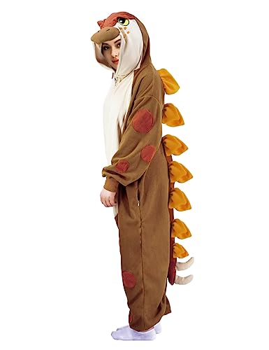 Adult Stegosaurus Onesie Pajamas Dinosaur Animal Cosplay Costume One Piece Jumpsuit Sleepwear for Women Men