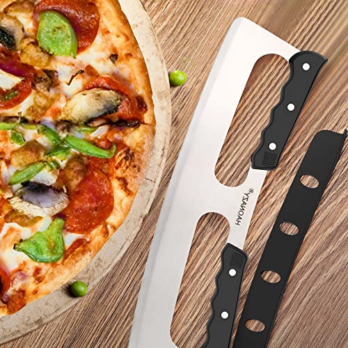 Sharp Pizza Cutter Rocker 14 inch with Double Handles and Protective Cover, Good for Kitchen Dining Room By HAONAZY