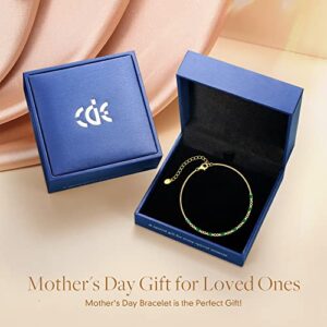 CDE 925 Sterling Silver Birthstone Tennis Bracelets for Women Dainty Simple Infinity Symbol Link Charm Bracelet Birthday Anniversary Valentine's Mother's Day Gifts for Mom Wife Mom Her Girl, Chain Length 6.7”+1.6” (Gold-05-May-Emerald Green)