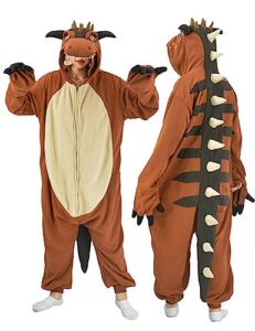 adult carnotaurus onesie pajamas dinosaur animal cosplay costume one piece jumpsuit sleepwear for women men