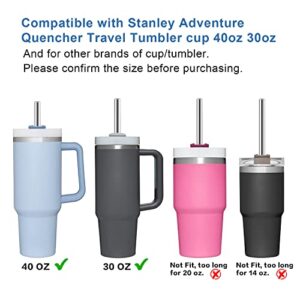 Stainless Steel Straw Replacement for Stanley 40 oz 30 oz Adventure Quencher Travel Tumbler Cup, 6 Pack Reusable Straws with Cleaning Brush Compatible with Stanley Tumbler Cup Accessories