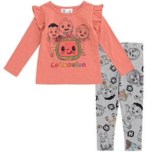 cocomelon jj cody nina toddler girls t-shirt and leggings outfit set orange/gray 3t