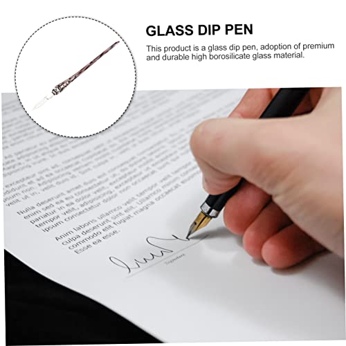 MAGICLULU Glass Signature Pen 2pcs Glass Dip Pen Japan Gifts Quill Pen Set Colored Ink Pens Calligraphy Pen Ink Dip Pen Color Ink Pen Drawing Pen Office Stationery Dip in Water Black Brush