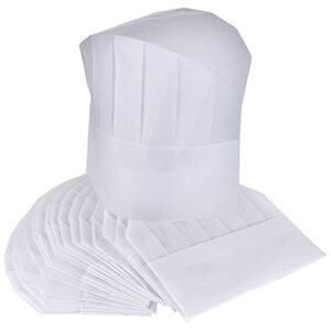 eshato 20 pack paper chef hats for kids, adults, adjustable home kitchen toque cap bulk set for cooking, baking, party favors white