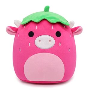 Strawberry Cow Plush Stuffed Animal Cow Plush Pillow Toys, Kawaii Cow Plushie Stuffed Cow Plush Toy, 3D Cute Soft Cow pillow for Christmas Birthday Kids Gifts Home Car Decoration (Strawberry Cow)