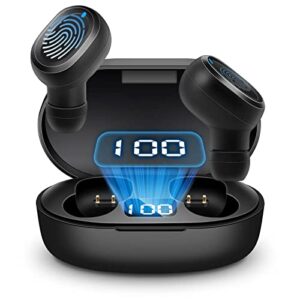lcydz wireless earbuds bluetooth, 5.2 headphones, noise cancelling earbuds stereo sound, deep bass & with charging case air buds pro touch control,with built-in microphone phone/android/ios, black