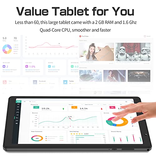 PRITOM TAB 10 Tablet 10 inch Android 12 Tabletas 32GB, Quad-Core 1.6Ghz Processor, 6000mAh, 1280 * 800 HD IPS Display WiFi 6, Dual Camera, Bluetooth, Tablet PC(Gray)
