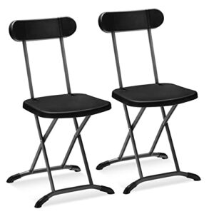 gymax folding chair, 400lbs plastic chairs set with steel frame & ergonomic curved back, indoor & outdoor commercial event seat for meeting, wedding, stackable lightweight folding chairs (2, black)