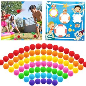 hidit yv 70pcs reusable water balls,soft cotton splash water soaker balls for outdoor water toys games,reusable water balloons beach balls for kids adult fun summer for backyard