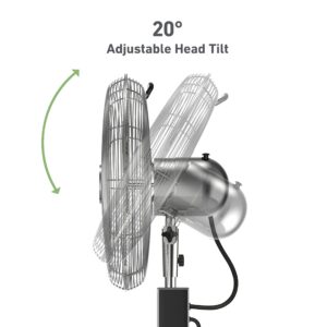 HOLMES 16" Chrome Digital Stand Fan, 75° Oscillation, 3 Speeds, 4 Blades, 3 Modes, Adjustable Height, 18° Head Tilt, Ideal for Home, Bedroom or Office, Remote Control