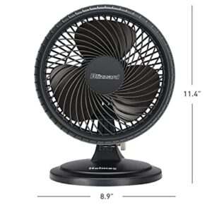 HOLMES BLIZZARD 7" Table Fan, 2 Speeds, 3 Blades, 85° Oscillation, 20° Adjustable Head, Home, Bedroom and Office, Charcoal Matte