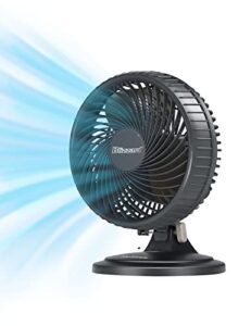 holmes blizzard 7" table fan, 2 speeds, 3 blades, 85° oscillation, 20° adjustable head, home, bedroom and office, charcoal matte