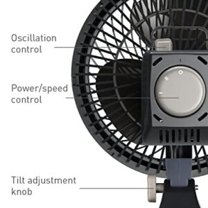 HOLMES BLIZZARD 7" Table Fan, 2 Speeds, 3 Blades, 85° Oscillation, 20° Adjustable Head, Home, Bedroom and Office, Charcoal Matte