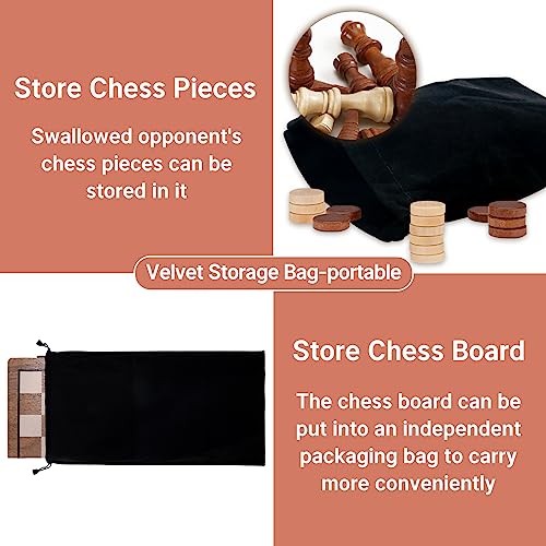 Chess Sets - 15 Inch Wooden Magnetic Chess & Checkers Set Board Game - with 2 Extra Queen Pieces - Chess Sets for Adults - Chess Set for Kids