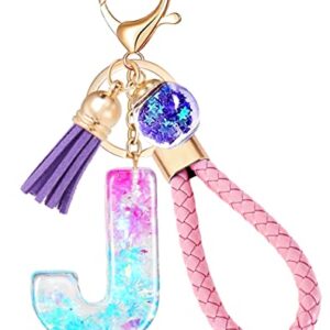 Wocide Initial Letter Keychain for Women Cute Keychains Aesthetic Girly Resin Alphabet Monogram Key Chain Charm for Car Keys Girls Kids Backpacks Purse Bag Charms for Handbags(Letter J)