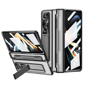 clear case for samsung galaxy z fold 3 5g with kickstand,360 protection built-in screen protector dustproof shockproof case cover compatible with samsung galaxy z fold 3 5g(black)