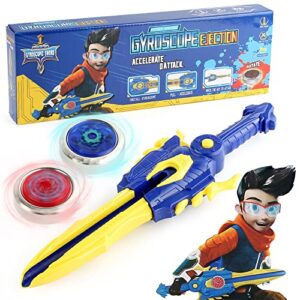 medmhsma bey battling top burst gyro sword launcher toy set, 2 spinning top and 1 blue sword launcher, battle game set toys for kids children boys ages 8+