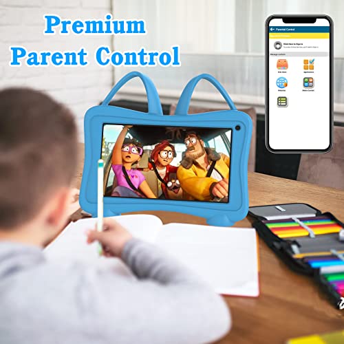 Kids Tablet 7" Android Toddler Tablet for kids 32GB Wifi Learning Tablet with Parent Control, Kid App Preinstalled, Educational games, Set time limits, Netflix, Youtube, ages 3-14 Boy Girl, Blue