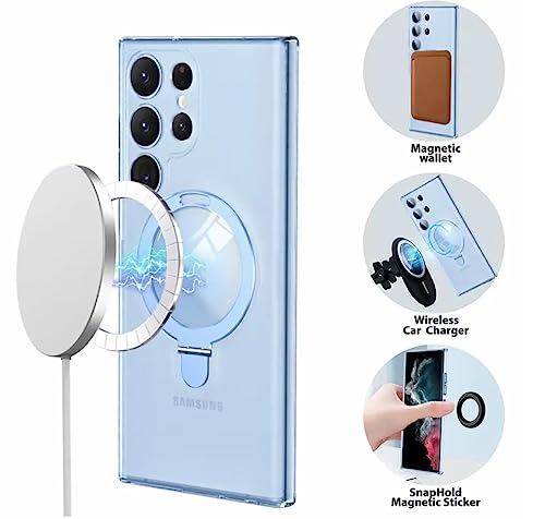 Fair-Minded Phone Case for Samsung Galaxy S23 Ultra, with Ring Kickstand, Magnetic, Shockproof Clear