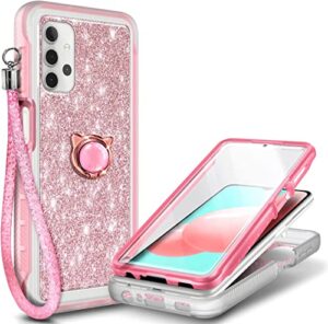 ngb supremacy compatible with samsung galaxy a23 4g/5g case, full body protection with [built-in screen protector] ring holder/wrist strap, slim fit shockproof bumper durable cover (rose gold)