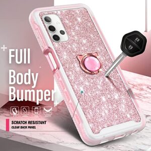 NGB Supremacy Compatible with Samsung Galaxy A23 4G/5G Case, Full Body Protection with [Built-in Screen Protector] Ring Holder/Wrist Strap, Slim Fit Shockproof Bumper Durable Cover (Rose Gold)