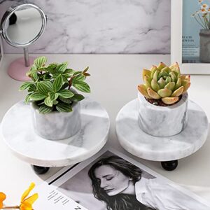 FasolaHome Decorative Marble Riser For Display, Cute Home, Bathroom, Kitchen Decor, Beautiful Marble Pedestal Stand Uniquely Displays Your Decorations, The Perfect Marble Tray to Add Some Beauty to Your House (Large-7inch)