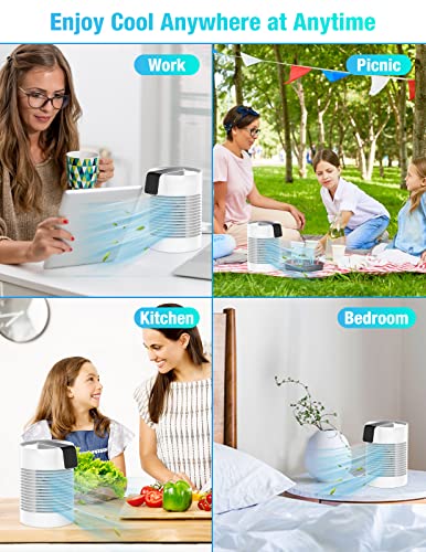 Portable Air Conditioners Fan, Portable AC 90°/360° Auto Oscillation with 3-Speed, 500ml Portable AC Air Conditioner Evaporative Air Cooler Quite Mini Personal Air Conditioner for Small Room Car