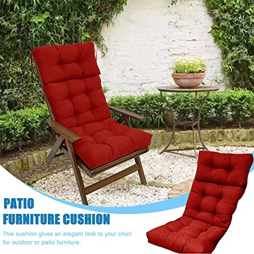 SEAHOME Waterproof Tufted Patio Cushion, Outdoor High Back Chair Pads Rocking Chair Pads, with 4 String Ties, Patio Seat Cushion for Swing Bench Wicker Furniture, Indoor Floor Cushion (red)