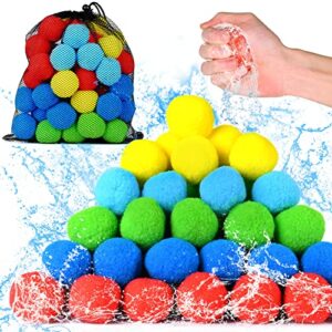 axrunze reusable water balloons 100pcs soaker water balls kids outdoor toys for pool water toys 5 colors, 1x mesh bag, rightness beach ball for children and young boys and girls
