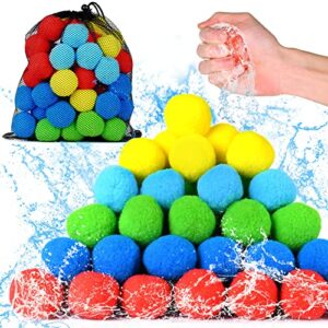 AXRUNZE Reusable Water Balloons 100PCS Soaker Water Balls Kids Outdoor Toys for Pool Water Toys 5 Colors, 1x mesh Bag, Rightness Beach Ball for Children and Young Boys and Girls